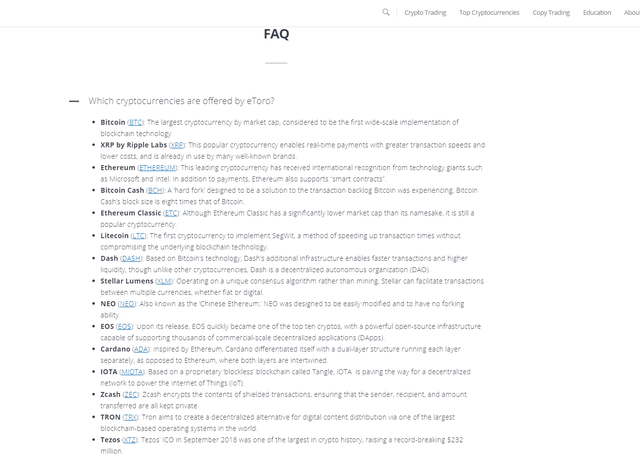 eToro USA cryptocurrencies offering eToro USA cryptocurrencies offering